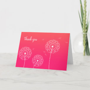 Minimalist Blue White Dandelion Flower Thank You  Card
