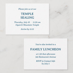 Minimalist Blue & White Temple & Meal Invitation