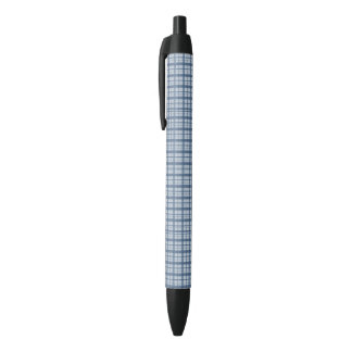 Minimalist Blue Windowpane Plaid Satin Ribbon, Mod Black Ink Pen