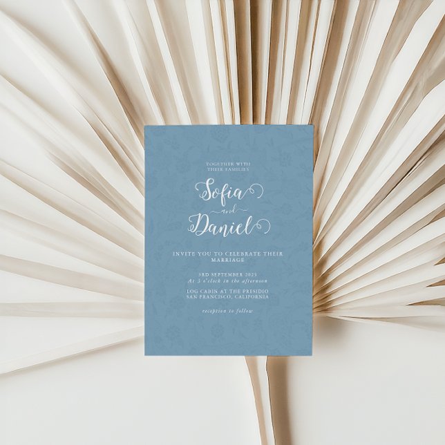 Minimalist Blue Winter Wedding Invitation (Creator Uploaded)