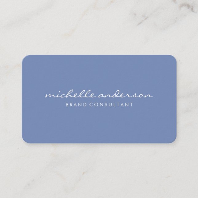 Minimalist Blue with Cursive Text Business Card (Front)