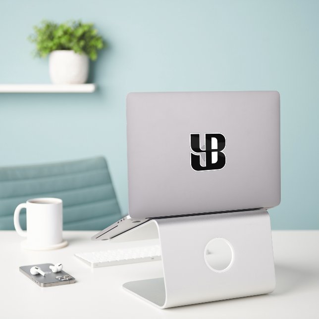 Minimalist Blue YB Letter (Laptop On Desk)