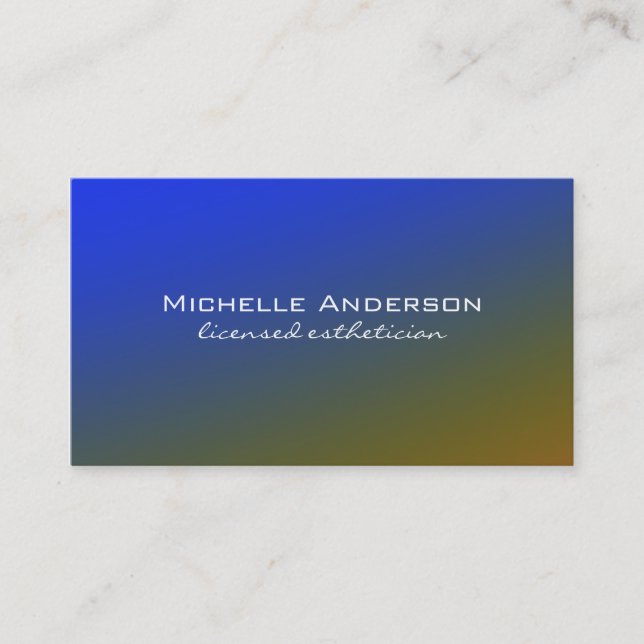 Minimalist Blue Yellow Fade Business Card (Front)