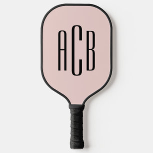 Minimalist Blush and Black 3 Letter Monogram Pickleball Paddle