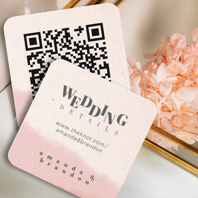 Minimalist Blush & Bloom Bold Script QR Code RSVP Enclosure Card (Creator Uploaded)