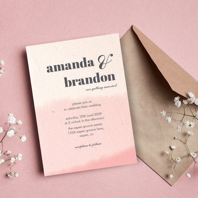 Minimalist Blush & Bloom Bold Script Wedding Invitation (Creator Uploaded)