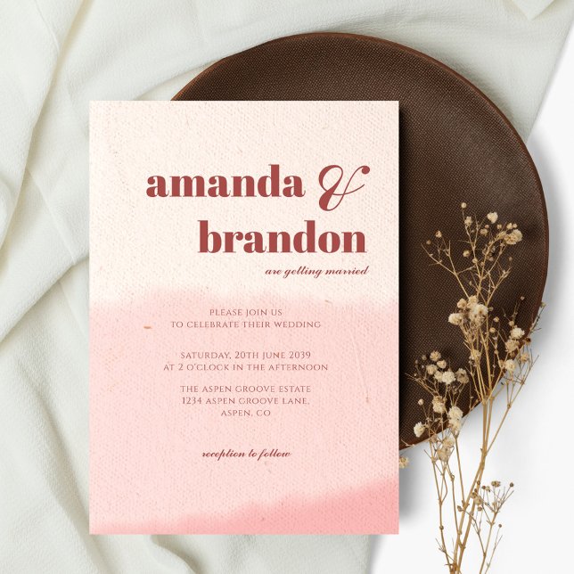 Minimalist Blush & Bloom Bold Script Wedding Invitation (Creator Uploaded)