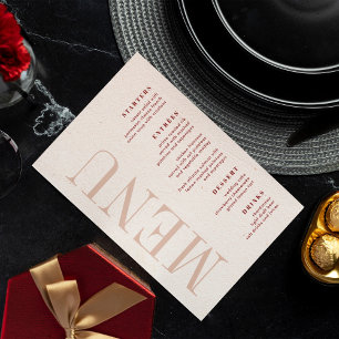 Minimalist Blush & Bloom Bold Script Wedding Menu