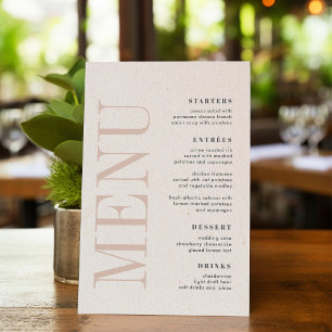 Minimalist Blush & Bloom Bold Script Wedding Menu