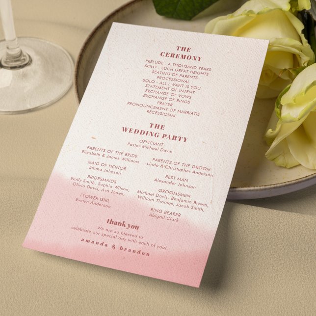 Minimalist Blush Bloom Bold Script Wedding Program (Creator Uploaded)