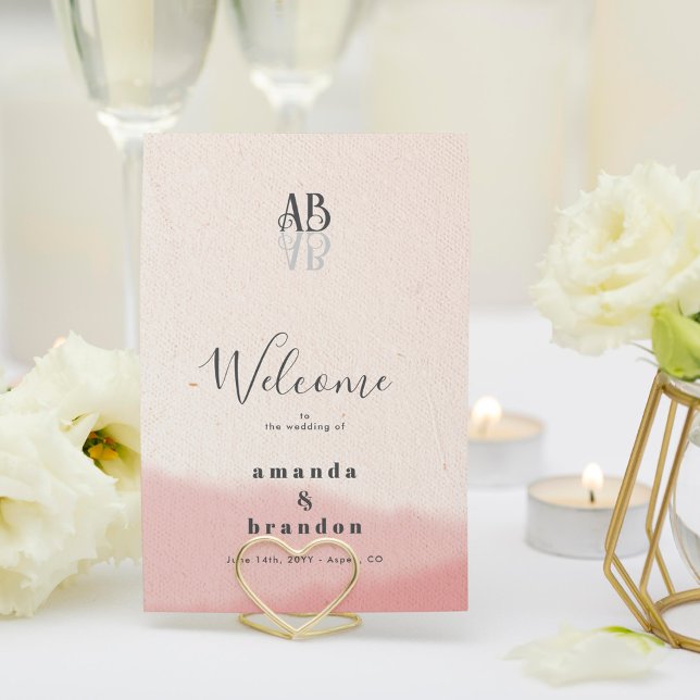 Minimalist Blush Bloom Bold Script Wedding Program (Creator Uploaded)