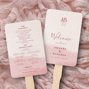 Minimalist Blush Bloom Bold Script Wedding Program Hand Fan