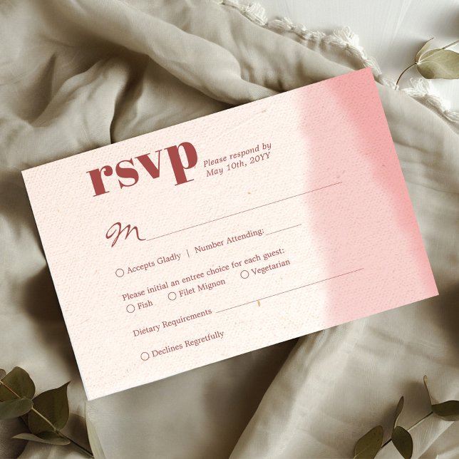 Minimalist Blush & Bloom Bold Script Wedding RSVP Card (Creator Uploaded)