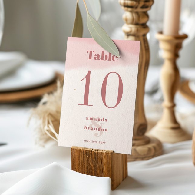 Minimalist Blush & Bloom Bold Script Wedding Table Number (Creator Uploaded)