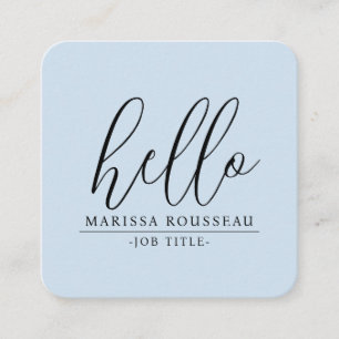 Minimalist Blush Blue Hello QR Code Social Media Square Business Card