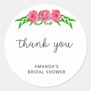 Minimalist blush floral bridal shower  classic round sticker