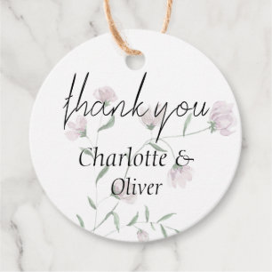 Minimalist Blush Floral Elegant Wedding Favour Tag
