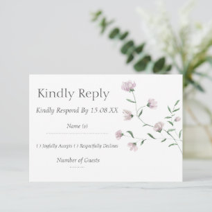 Minimalist Blush Floral Elegant Wedding RSVP Cards