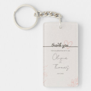 Minimalist Blush Floral Wedding Gift Key Ring