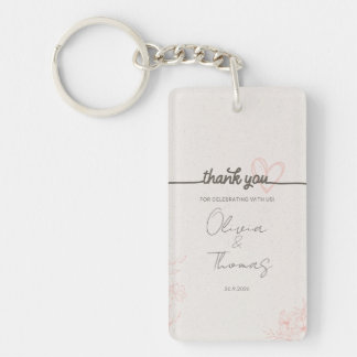 Minimalist Blush Floral Wedding Gift Key Ring