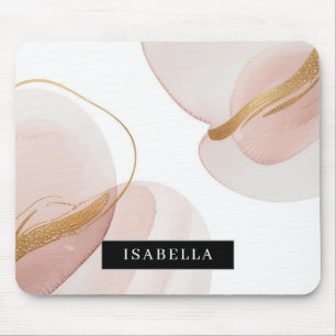 Minimalist Blush & Gold Watercolor Mouse Pad