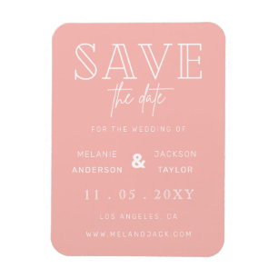 Minimalist Blush Handwritten Save the Date Magnet