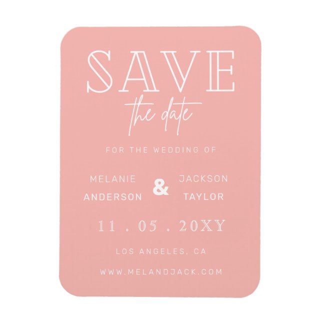 Minimalist Blush Handwritten Save the Date Magnet (Vertical)