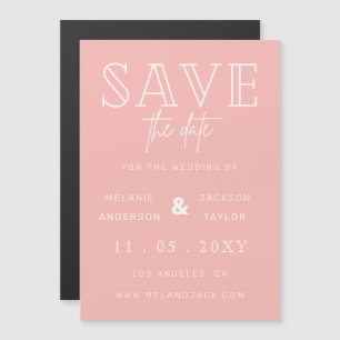 Minimalist Blush Handwritten Save the Date Magnetic Invitation