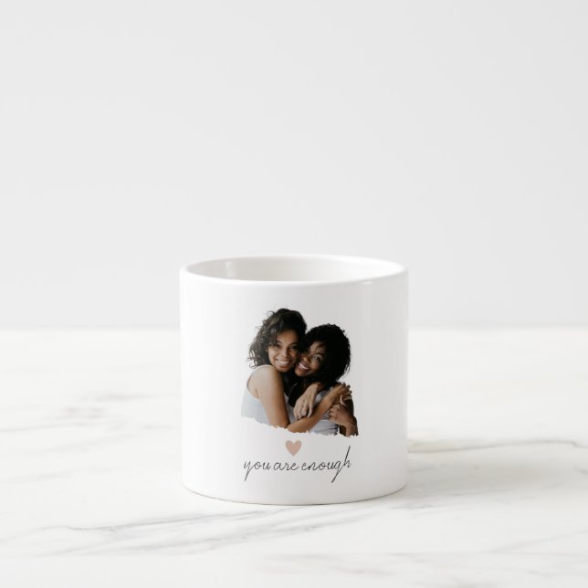 Minimalist Blush Heart – You Are Enough -  Espresso Cup (Front)