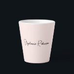 Minimalist Blush Monogram Name Typography Script Latte Mug<br><div class="desc">Modern Simple Stylish Feminine Clean Blush Pink Stylish Monogram Name Signature Script Custom Personalised Latte Mug. This design featuring custom name in a cursive pretty hand lettered style font signature typography (or calligraphy) on pastel dusty pink or light blush pink background. Easy to customise it. Great stylish feminine housewarming gift,...</div>