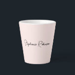 Minimalist Blush Monogram Name Typography Script Latte Mug<br><div class="desc">Modern Simple Stylish Feminine Clean Blush Pink Stylish Monogram Name Signature Script Custom Personalised Latte Mug. This design featuring custom name in a cursive pretty hand lettered style font signature typography (or calligraphy) on pastel dusty pink or light blush pink background. Easy to customise it. Great stylish feminine housewarming gift,...</div>