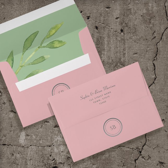 Minimalist Blush Monogram Wedding Envelope (Creator Uploaded)