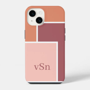 Minimalist Blush Pink and Peach Colorblock iPhone 14 Case