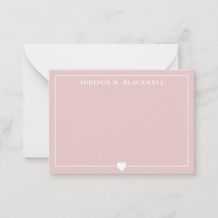 Minimalist Blush Pink and White Heart Personalised Card