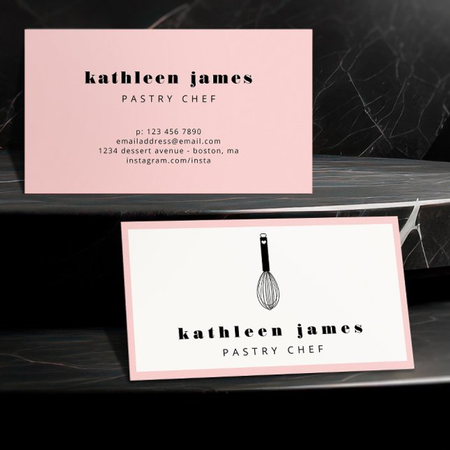 Minimalist Blush Pink Balloon Whisk Chef Business Card (Creator Uploaded)