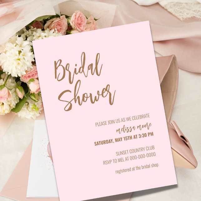 Minimalist Blush Pink Bridal Shower Invitation (Creator Uploaded)