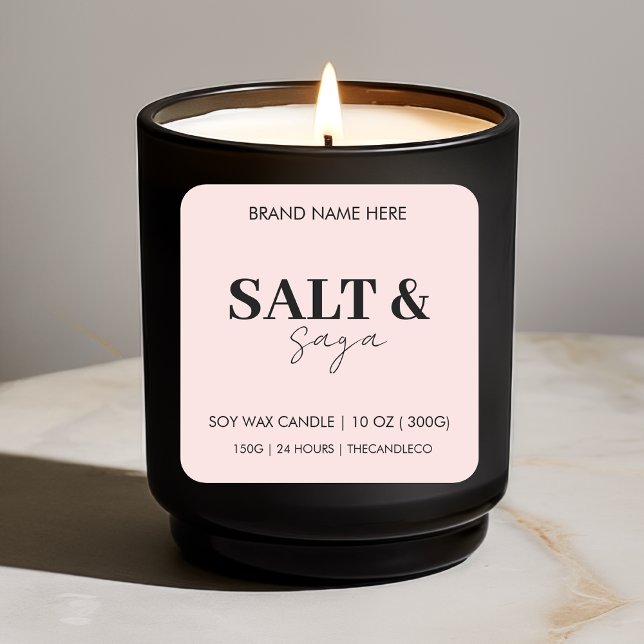Minimalist Blush Pink Candle  | Elegant Square Sticker (Creator Uploaded)
