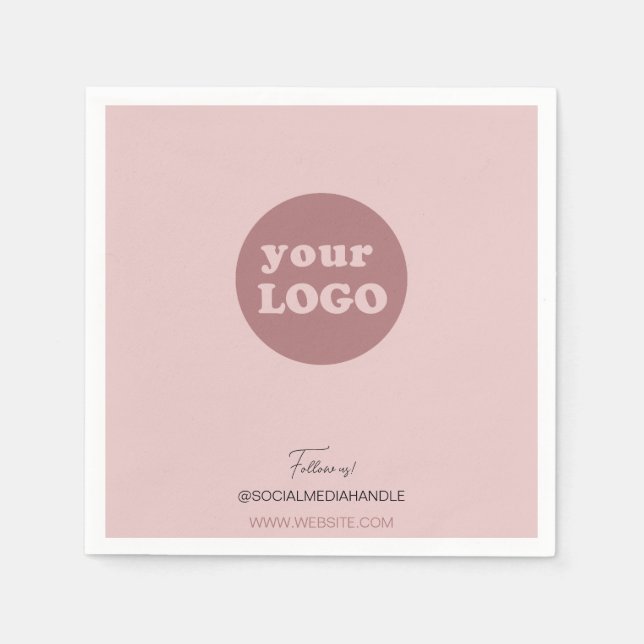 Minimalist Blush Pink Custom Business Logo Napkin (Front)