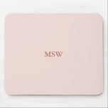 Minimalist blush pink custom monogram initials mouse pad<br><div class="desc">Elegant custom name monogram initials blush pink solid plain color feminine mouse pad. Minimalist,  simple,  modern,  stylish design.
Dusty rose customizable serif text on blush pink solid plain color background.</div>