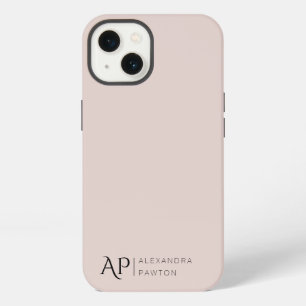 Minimalist Blush Pink Custom Monogram iPhone 13 Case