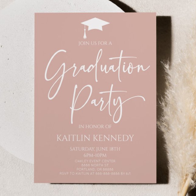 Minimalist Blush Pink Elegant Graduation Party Invitation (Creator Uploaded)