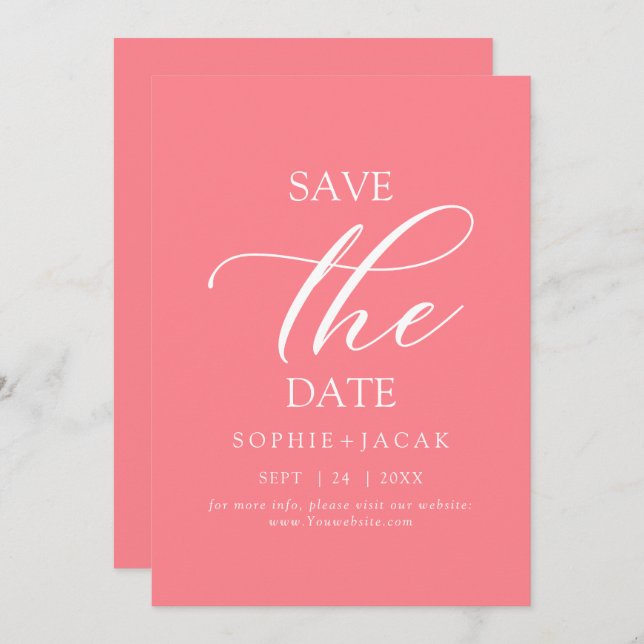 Minimalist  Blush Pink Elegant Save the Date Invitation (Front/Back)
