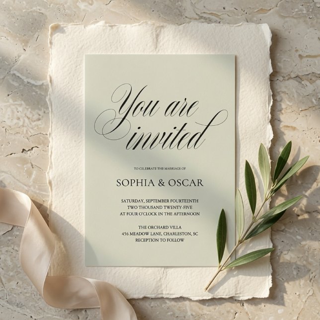 Minimalist Blush Pink Elegant Script Wedding  Invitation (Creator Uploaded)