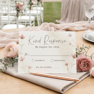 Minimalist Blush Pink Floral Elegant Garden Weddin RSVP Card