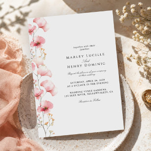 Minimalist Blush Pink Floral Spring Wedding Invitation