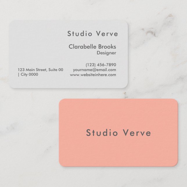 Minimalist Blush Pink Gray Modern Designer Unique Business Card (Front/Back)