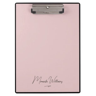 Minimalist Blush Pink Handwritten Custom Name  Clipboard