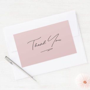 Minimalist Blush Pink Handwritten Script Thank You Rectangular Sticker