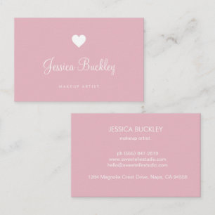 Minimalist Blush Pink Makeup Artist Business Card