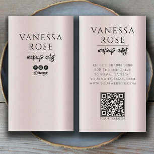 Minimalist Blush Pink Makeup Artist QR Code Business Card